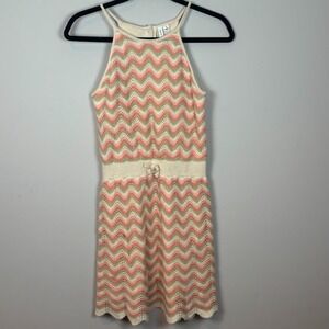Janie & Jack Girls Orange Striped Crochet‎ Lined Dress Size 16 Spring Colorful